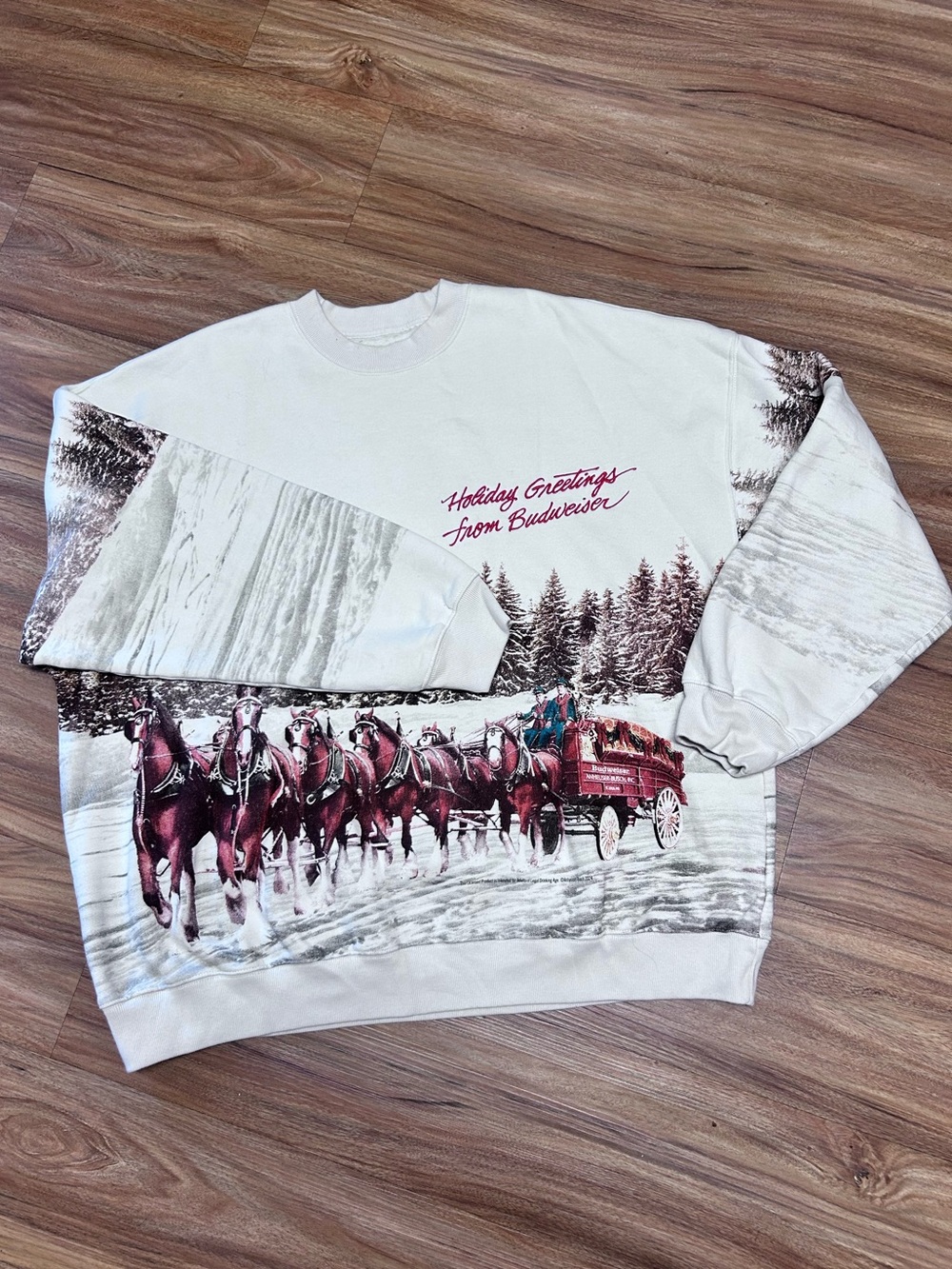 Abercrombie & Fitch Budweiser Clydesdale Christmas Crewneck Sweatshirt XXL